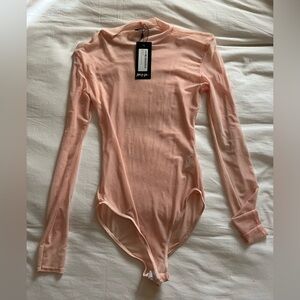 Nasty Gal Peach Mesh Bodysuit